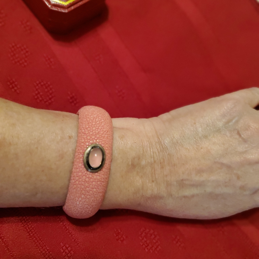 Pink Leather Cuff Bracelet